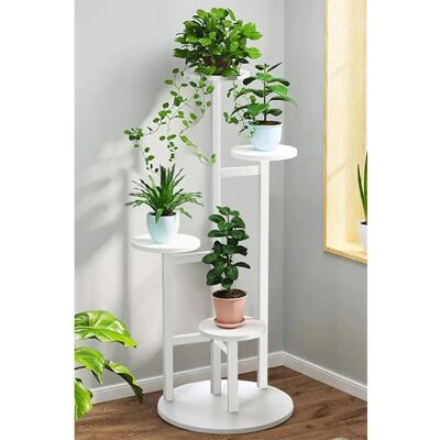 Livingandhome - Tiered Plant Stand - White - Iron & MDF - Plant Stand Livingandhome - Tiered Plant Stand - White - Iron & MDF - Plant Stand