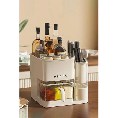 Livingandhome - 3-in-1 Kitchen Seasoning Box - off white Livingandhome - 3-in-1 Kitchen Seasoning Box - off white