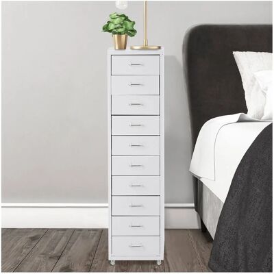 Living and Home Mobile 10-Drawer White Metal Filing Cabinet Living and Home Mobile 10-Drawer White Metal Filing Cabinet
