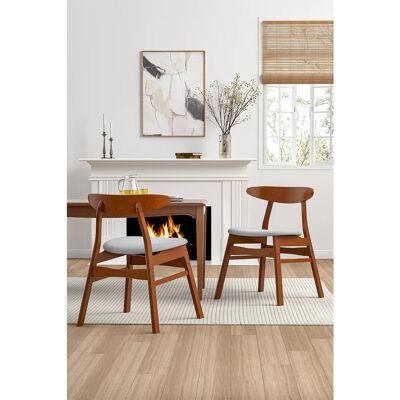 Living and Home - Wooden Frame Linen Dining Chair - Grey - Dining Chair Living and Home - Wooden Frame Linen Dining Chair - Grey - Dining Chair