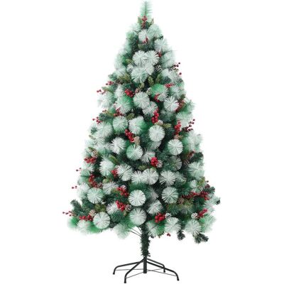 Living and Home - Green Flocked - 1.8m - Stand - Christmas Tree Living and Home - Green Flocked - 1.8m - Stand - Christmas Tree