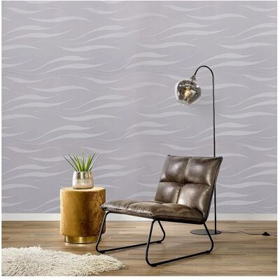 Living and Home - Silver Grey 3D Curved Strip - Wallpaper Living and Home - Silver Grey 3D Curved Strip - Wallpaper