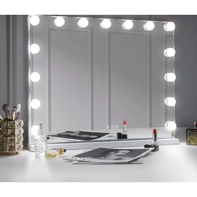 Miroir de Maquillage Hollywood FENCHILIN - Luminosité Réglable, USB, Montage Mural - Publicité Miroir de Maquillage Hollywood FENCHILIN - Luminosité Réglable, USB, Montage Mural - Publicité