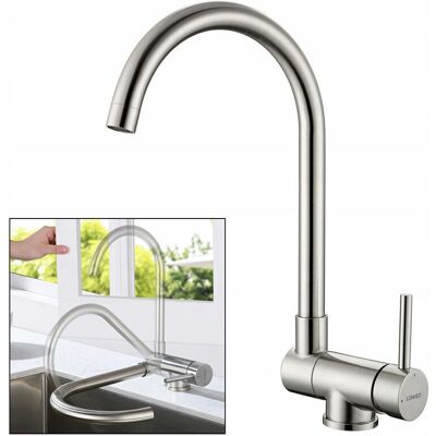 LONHEO Grifo de Cocina de Acero Inoxidable 360° Giratorio, Plegable, Monomando - Grifo de Cocina LONHEO Grifo de Cocina de Acero Inoxidable 360° Giratorio, Plegable, Monomando - Grifo de Cocina