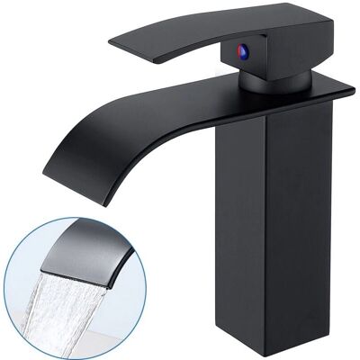 Auralum Grifo Cascada Negro Moderno - Mezclador de lavabo para baño Auralum Grifo Cascada Negro Moderno - Mezclador de lavabo para baño