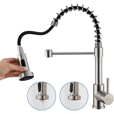 Rubinetto da Cucina in Acciaio Inox Auralum - Girevole 360°, Doccetta Estraibile, Monocomando Rubinetto da Cucina in Acciaio Inox Auralum - Girevole 360°, Doccetta Estraibile, Monocomando
