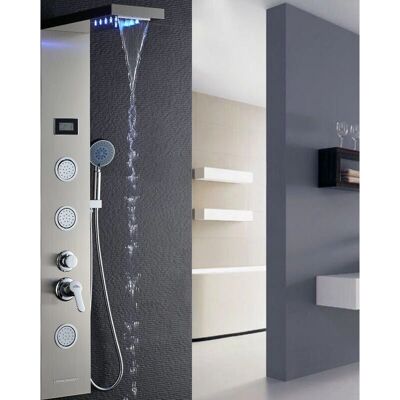 AURALUM Panel de Ducha Multifunción de Acero Inoxidable - Lluvia, Masaje, LED AURALUM Panel de Ducha Multifunción de Acero Inoxidable - Lluvia, Masaje, LED