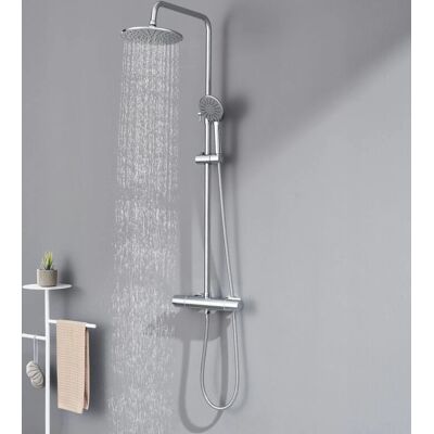 Columna de Ducha AURALUM con Termostático 38°C - Seguridad, Ducha de lluvia y Mano Columna de Ducha AURALUM con Termostático 38°C - Seguridad, Ducha de lluvia y Mano