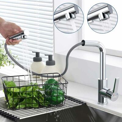 Miscelatore Cucina Auralum Cromato con Rotazione e Due Modalità - Rubinetto Lavello Miscelatore Cucina Auralum Cromato con Rotazione e Due Modalità - Rubinetto Lavello