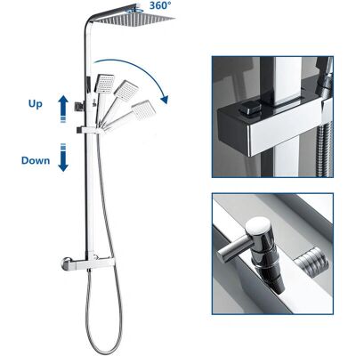 Columna de Ducha AURALUM con Mezclador Termostático - Latón, Ducha de Lluvia 24,8cm & Manos - Bloqueo de Seguridad Columna de Ducha AURALUM con Mezclador Termostático - Latón, Ducha de Lluvia 24,8cm & Manos - Bloqueo de Seguridad