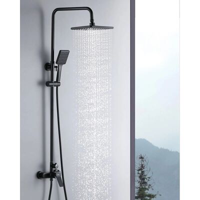 Columna de ducha AURALUM con mezclador - Ducha lluvia cuadrada y manómetro - 90-124cm Columna de ducha AURALUM con mezclador - Ducha lluvia cuadrada y manómetro - 90-124cm