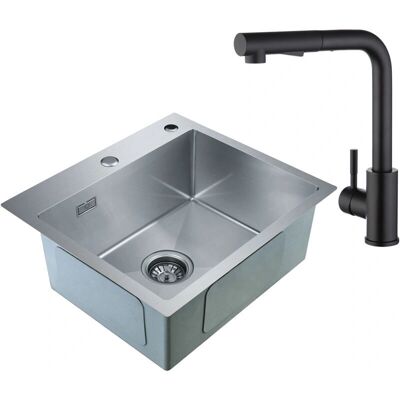 Lavello da Cucina in Acciaio Inox 2-in-1 - Nero, 50x45x18.5cm Lavello da Cucina in Acciaio Inox 2-in-1 - Nero, 50x45x18.5cm