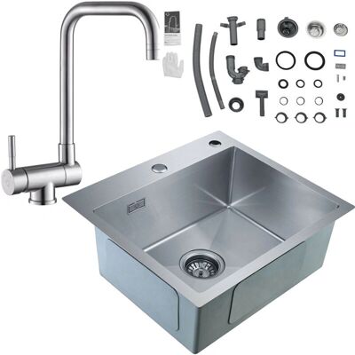 Fregadero de Cocina de Acero Inoxidable y Grifo Plegable - 50x45x18.5cm Fregadero de Cocina de Acero Inoxidable y Grifo Plegable - 50x45x18.5cm