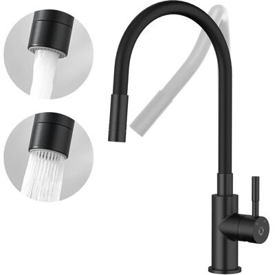 Cecipa - Grifo de Cocina Flexible - 2 Modos de Rociado - Frío - Caliente - Negro Cecipa - Grifo de Cocina Flexible - 2 Modos de Rociado - Frío - Caliente - Negro