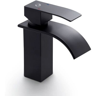 Cecipa Grifo de lavabo negro cascada monomando ahorro de agua - Grifo lavabo baño Cecipa Grifo de lavabo negro cascada monomando ahorro de agua - Grifo lavabo baño