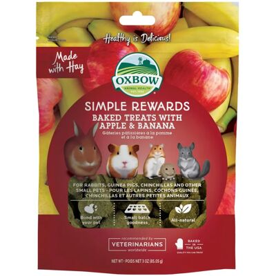 Oxbow Simple Rewards Friandises petites pommes bananes - 60 g - Publicité Oxbow Simple Rewards Friandises petites pommes bananes - 60 g - Publicité