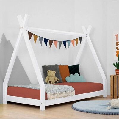 Lit pour enfants en bois en forme de tipi Benlemi - 120x200cm - Blanc - Publicité Lit pour enfants en bois en forme de tipi Benlemi - 120x200cm - Blanc - Publicité