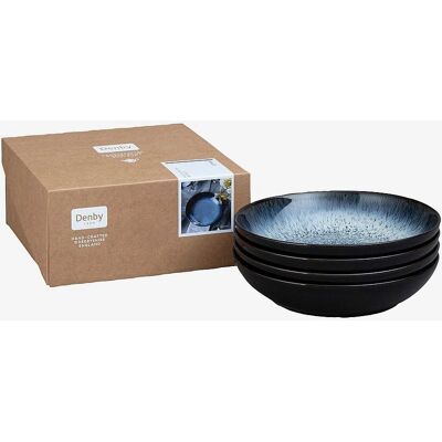 Denby Halo Steinservise Pastatallerken - 4 Pakker, 22cm, Svart/Multicolor Denby Halo Steinservise Pastatallerken - 4 Pakker, 22cm, Svart/Multicolor
