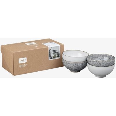 Denby Grå Stentøy Ris Skåler Sett med 4 Denby Grå Stentøy Ris Skåler Sett med 4