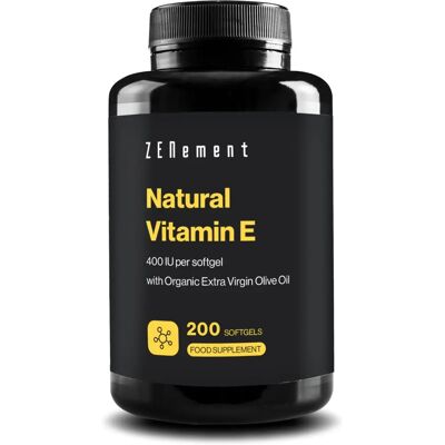 Zenement Vitamine E Naturelle 400 UI - 200 Softgels - Supplément de vitamine E - Publicité Zenement Vitamine E Naturelle 400 UI - 200 Softgels - Supplément de vitamine E - Publicité