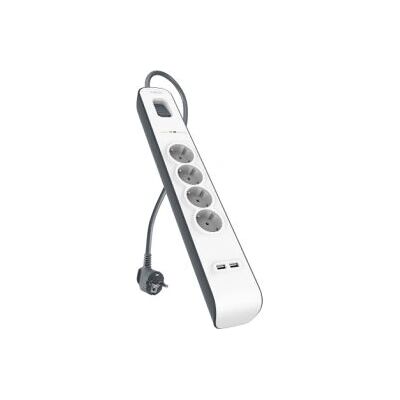 Protection contre les surtensions Belkin BSV401CA2M - 4 prises, 2 USB, 2m Protection contre les surtensions Belkin BSV401CA2M - 4 prises, 2 USB, 2m