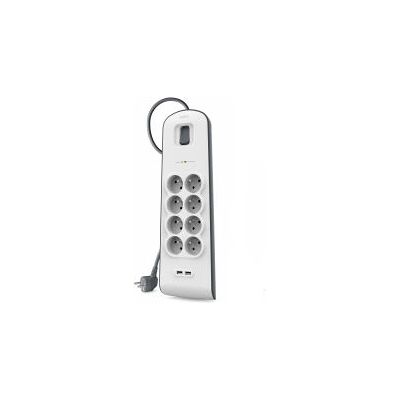 Multiprise Belkin - 8 prises, 2 USB, 2m - Protection contre surtensions - Publicité Multiprise Belkin - 8 prises, 2 USB, 2m - Protection contre surtensions - Publicité