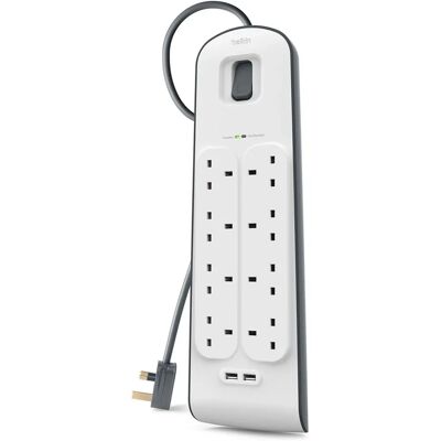 Belkin BSV804AF2M 8 Outlet Surge Protector with USB 2.4A, 2m Belkin BSV804AF2M 8 Outlet Surge Protector with USB 2.4A, 2m