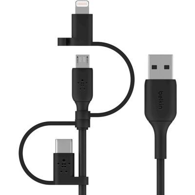 Câble USB Belkin 1 m - USB A, USB C, Micro-USB B, Lightning - Noir - Publicité Câble USB Belkin 1 m - USB A, USB C, Micro-USB B, Lightning - Noir - Publicité