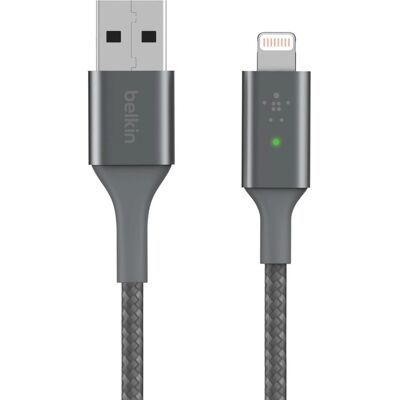 Belkin Smart LED Lightning-Kabel - 1,2m - Grau - USB zu Lightning Belkin Smart LED Lightning-Kabel - 1,2m - Grau - USB zu Lightning