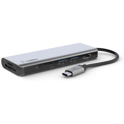 Belkin AVC009btSGY USB 3.2 Gen 1 Type-C Hopea - USB Hub ja Telakka Belkin AVC009btSGY USB 3.2 Gen 1 Type-C Hopea - USB Hub ja Telakka