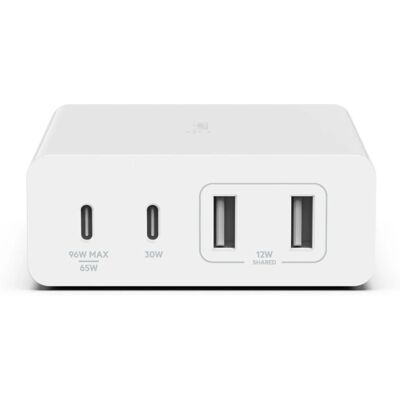 Belkin 108W GaN USB Charger - White - Laptop, Smartphone, Tablet Belkin 108W GaN USB Charger - White - Laptop, Smartphone, Tablet