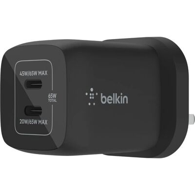 Belkin BoostCharge Pro 65W Dual USB-C Wall Charger - Black Belkin BoostCharge Pro 65W Dual USB-C Wall Charger - Black