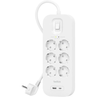 Multiprise Belkin anti-surtension avec USB-C 6 prises - Publicité Multiprise Belkin anti-surtension avec USB-C 6 prises - Publicité