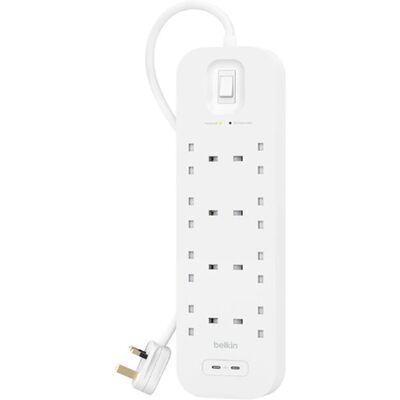 Belkin Protección contra sobretensiones Blanca con USB-C 8 Tomas Belkin Protección contra sobretensiones Blanca con USB-C 8 Tomas