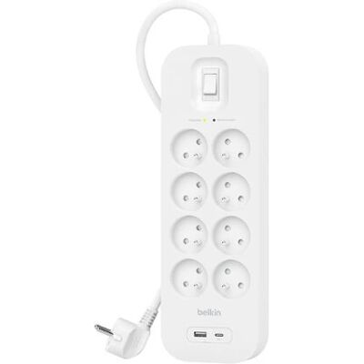 Belkin SRB003CA2M Overspanningsbeveiliging - 8 stopcontacten, 2m Belkin SRB003CA2M Overspanningsbeveiliging - 8 stopcontacten, 2m