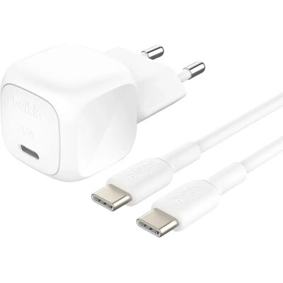 Belkin WCA009KQ1MWH-B6 Oplader - Snelladen, USB-C 20W, Binnengebruik Belkin WCA009KQ1MWH-B6 Oplader - Snelladen, USB-C 20W, Binnengebruik