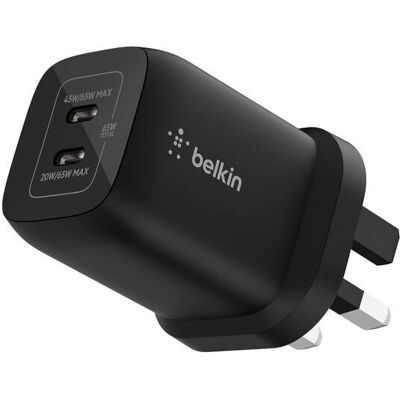 Belkin - ENA007MYBK - 65W GaN - 2-Port USB-C - Wall Charger Belkin - ENA007MYBK - 65W GaN - 2-Port USB-C - Wall Charger