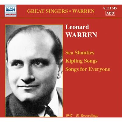Naxos Leonard Warren - Canti dei marinai Canzoni di Kipling - CD Naxos Leonard Warren - Canti dei marinai Canzoni di Kipling - CD