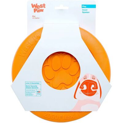 Disque frisbee pour chiens Zogoflex - Orange - 21.6cm - Résistant et Sûr - Publicité Disque frisbee pour chiens Zogoflex - Orange - 21.6cm - Résistant et Sûr - Publicité