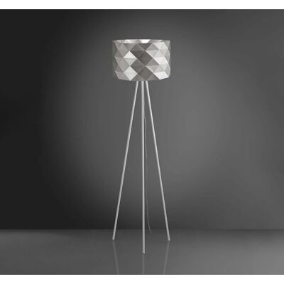 Lámpara de pie de trípode en plata - Estilo mosaico geométrico Lámpara de pie de trípode en plata - Estilo mosaico geométrico