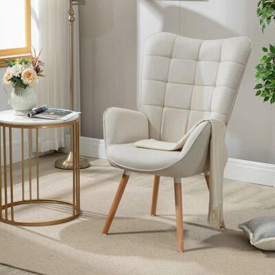 MEUBLES COSY Sillón de Tela Beige - Estilo Escandinavo MEUBLES COSY Sillón de Tela Beige - Estilo Escandinavo