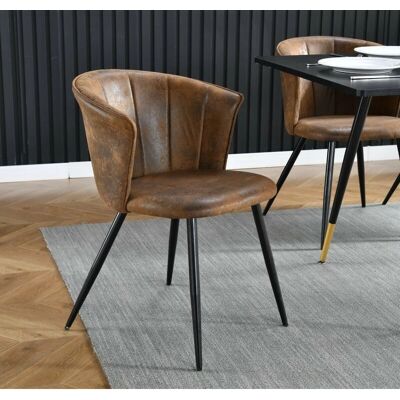 MEUBLES COSY Set di 2 Sedie da Pranzo Industriali - Microfibra Marrone MEUBLES COSY Set di 2 Sedie da Pranzo Industriali - Microfibra Marrone