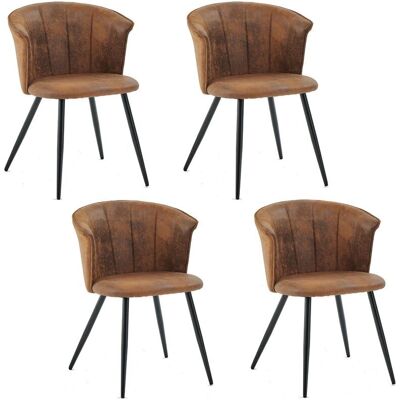 MEUBLES COSY Juego de 4 Sillas de Comedor - Sillón Retro - Asiento Acolchado de Gamuza - Patas de Metal Negro - para Cocina, Salón, Dormitorio - Comedor sillas MEUBLES COSY Juego de 4 Sillas de Comedor - Sillón Retro - Asiento Acolchado de Gamuza - Patas de Metal Negro - para Cocina, Salón, Dormitorio - Comedor sillas