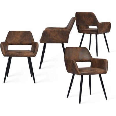 Meubles Cosy - Juego de 4 sillas de comedor vintage en microfibra Meubles Cosy - Juego de 4 sillas de comedor vintage en microfibra