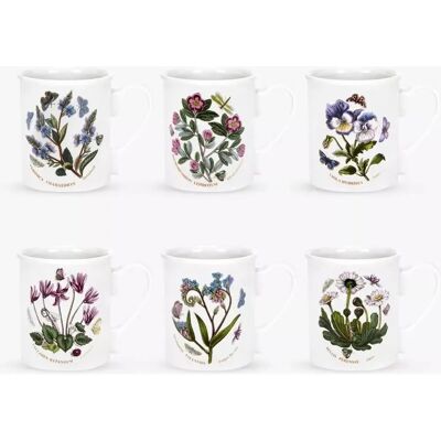 Portmeirion Botanic Garden Flower Breakfast Mug Set of 6 White/Multi Portmeirion Botanic Garden Flower Breakfast Mug Set of 6 White/Multi