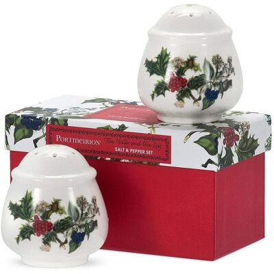 Portmeirion Holly & Ivy Salt & Pepper Set - Christmas Ceramic Multi-Colour Portmeirion Holly & Ivy Salt & Pepper Set - Christmas Ceramic Multi-Colour