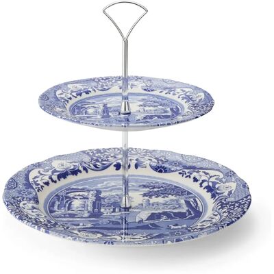 Spode Blue Italian 2-lags kageholder - Elegant, Holdbar, 27cm Spode Blue Italian 2-lags kageholder - Elegant, Holdbar, 27cm