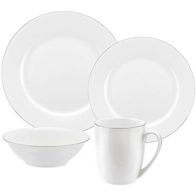 Royal Worcester Serendipity Platinum White Dinner Set - 16 Piece Royal Worcester Serendipity Platinum White Dinner Set - 16 Piece