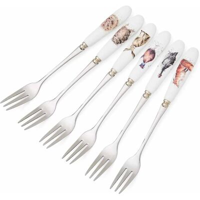 Wrendale Designs Animal Pastry Forks Set of 6 White/Multi - Pastry Forks Wrendale Designs Animal Pastry Forks Set of 6 White/Multi - Pastry Forks