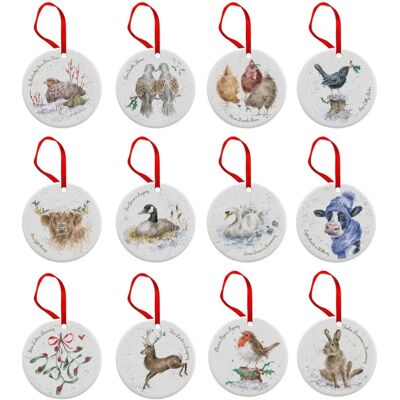 Wrendale Designs 12 Days of Christmas Decorations - Animal Ceramic Ornaments Wrendale Designs 12 Days of Christmas Decorations - Animal Ceramic Ornaments